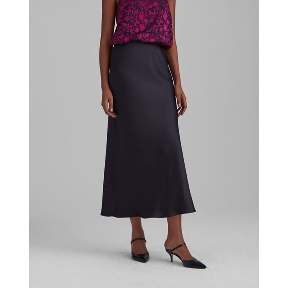 Club Monaco Trycia Black Bias Slip Midi Skirt Size 8 - Picture 1 of 9